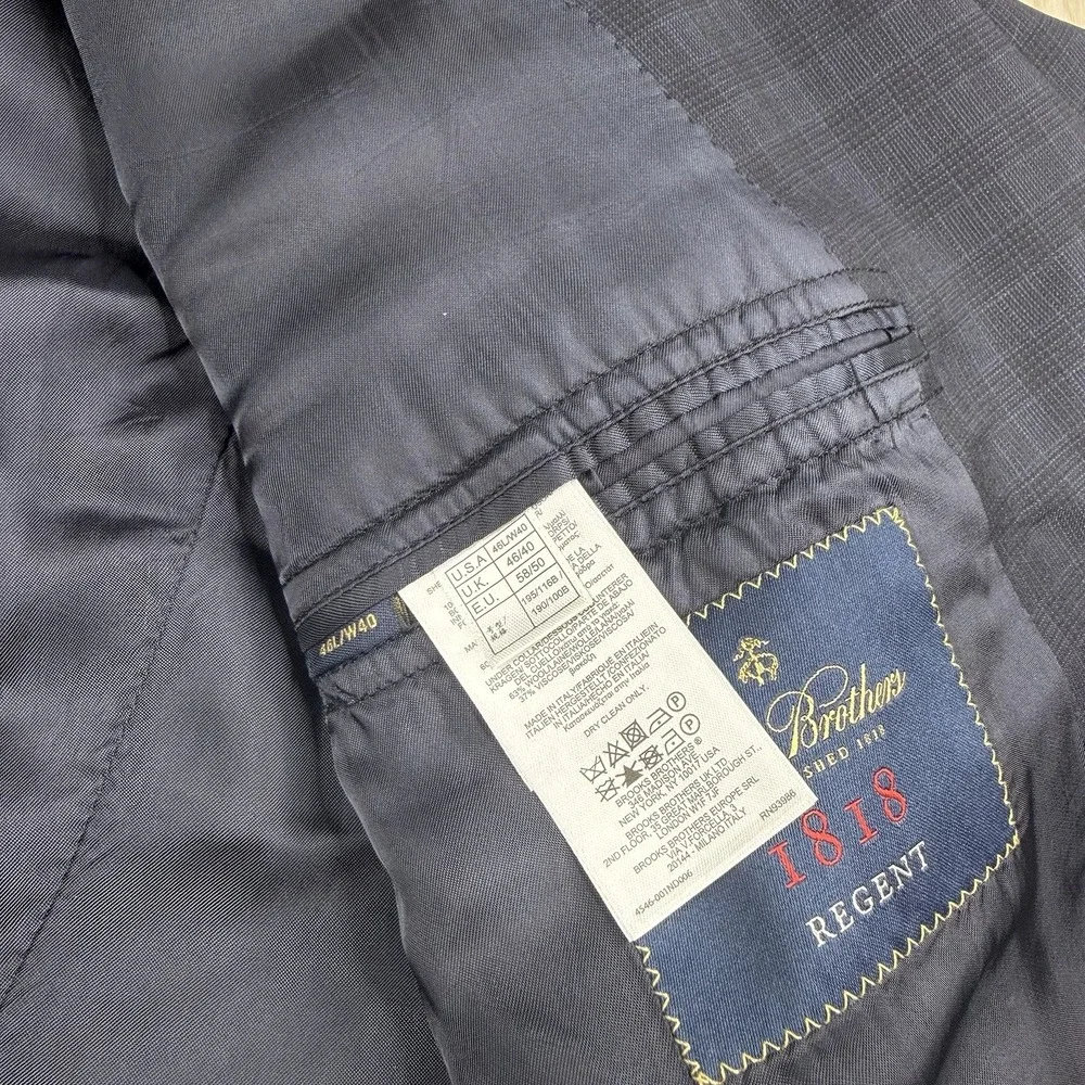 Brooks Brothers 1818 Regent Vitale Barberis Canonico Plaid Blazer Jacket Sz 46L